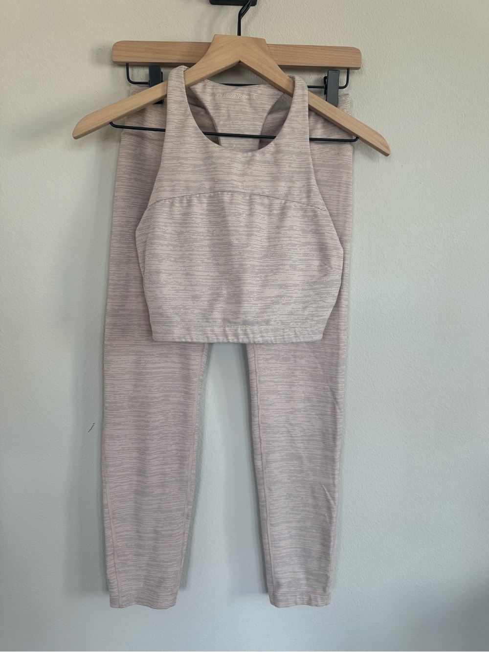 Outdoor Voices Matching Workout Set Pink Heather Space Dye Crop Top Leggings M